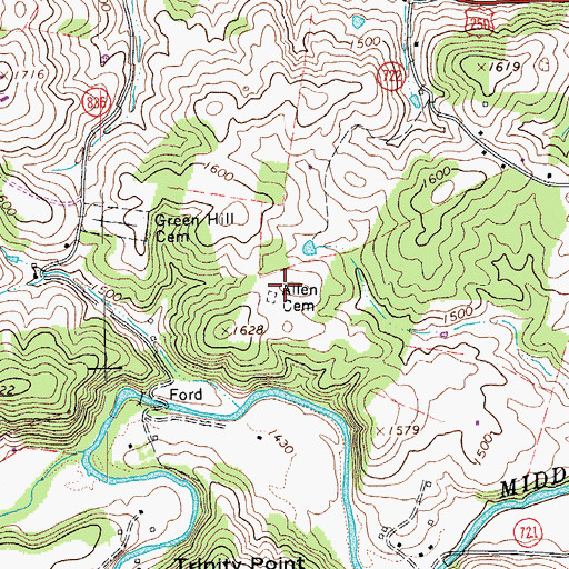 Topographic Map of Allen Cemetery, VA