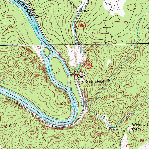 Topographic Map of Allen Creek, VA