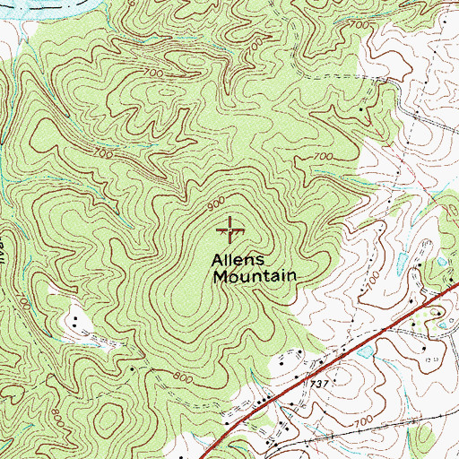 Topographic Map of Allens Mountain, VA