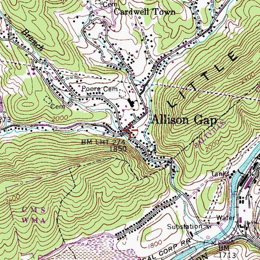 Topographic Map of Allison Gap, VA