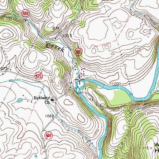 Topographic Map of Alone Mill Creek, VA