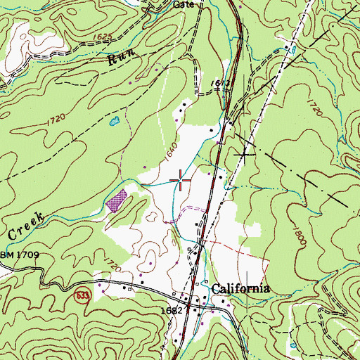 Topographic Map of Alum Creek, VA