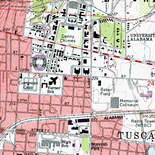 Topographic Map of First Christian Church, AL