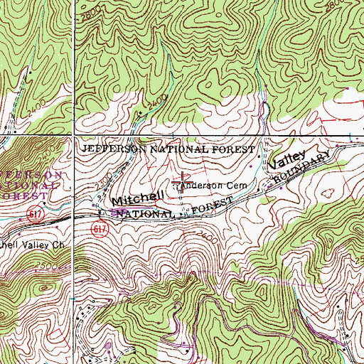 Topographic Map of Anderson Cemetery, VA