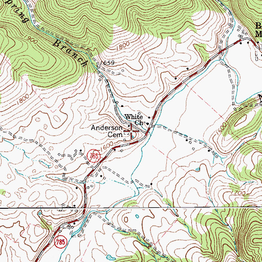Topographic Map of Anderson Cemetery, VA
