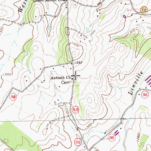 Topographic Map of Antioch Church, VA