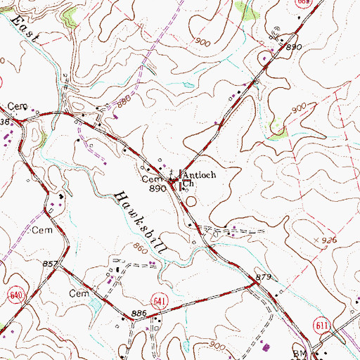 Topographic Map of Antioch Church, VA