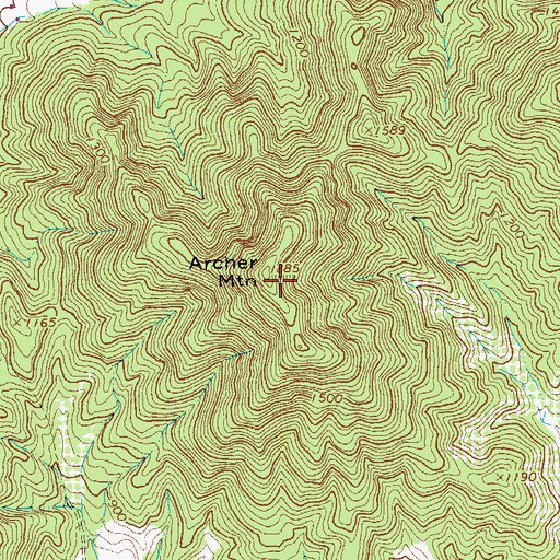 Topographic Map of Archer Mountain, VA