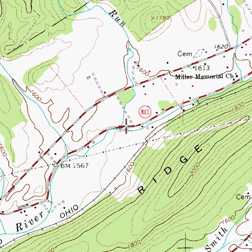 Topographic Map of Archer Run, VA