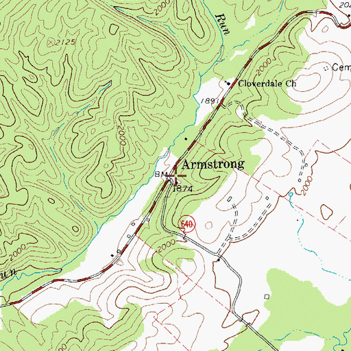 Topographic Map of Armstrong, VA