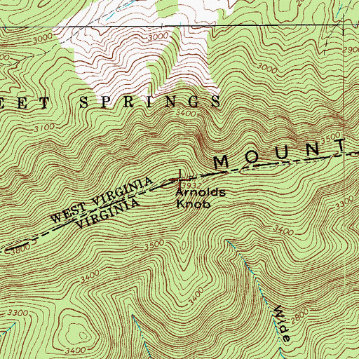 Topographic Map of Arnolds Knob, VA