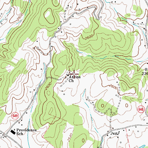 Topographic Map of Atkins Church, VA