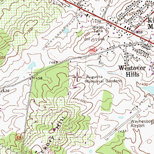 Topographic Map of Augusta Memorial Gardens, VA