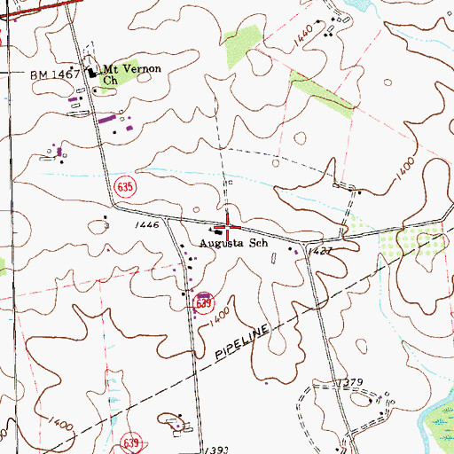 Topographic Map of Augusta School, VA