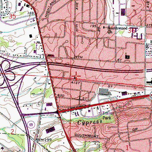 Topographic Map of First Freewill Baptist Church, AL