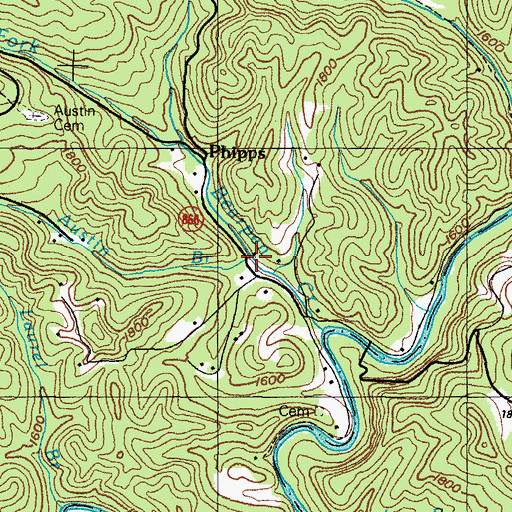 Topographic Map of Austin Branch, VA