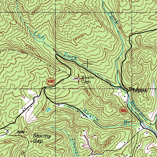Topographic Map of Austin Cemetery, VA
