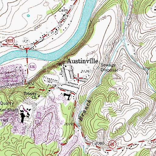 Topographic Map of Austinville, VA
