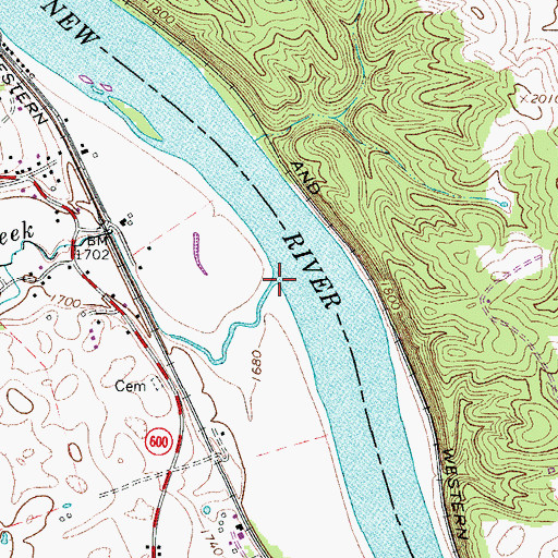 Topographic Map of Back Creek, VA