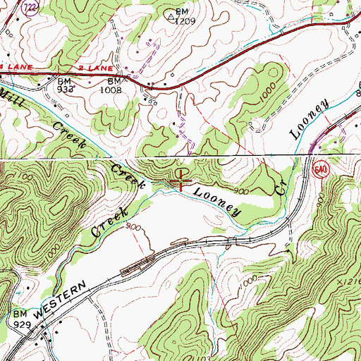 Topographic Map of Back Creek, VA