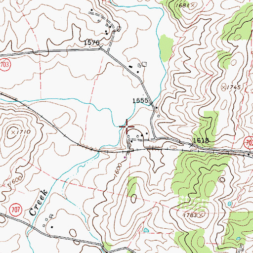 Topographic Map of Back Creek, VA