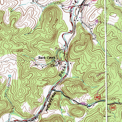 Topographic Map of Back Creek Church, VA