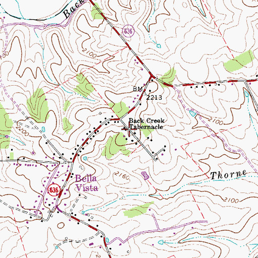 Topographic Map of Back Creek Tabernacle, VA
