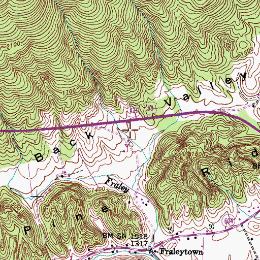 Topographic Map of Back Valley, VA