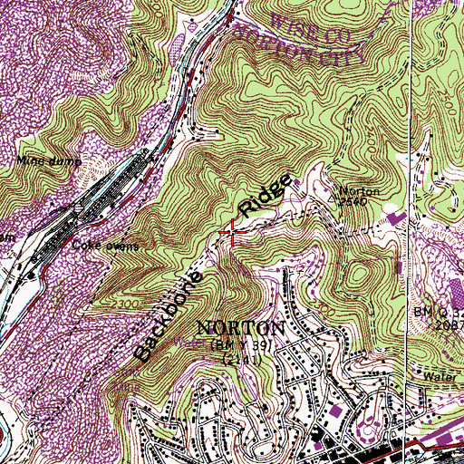 Topographic Map of Backbone Ridge, VA