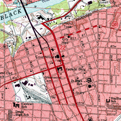 Topographic Map of First United Methodist Church, AL