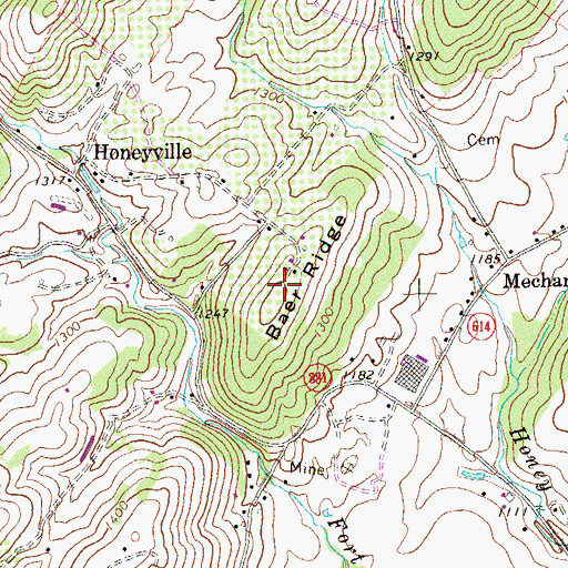Topographic Map of Baer Ridge, VA