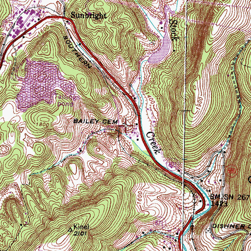 Topographic Map of Bailey Cemetery, VA