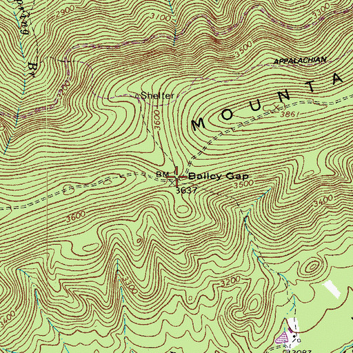 Topographic Map of Bailey Gap, VA