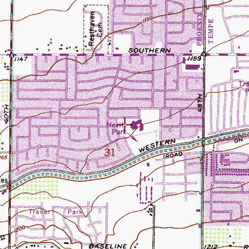 Topographic Map of Nevitt Elementary School, AZ