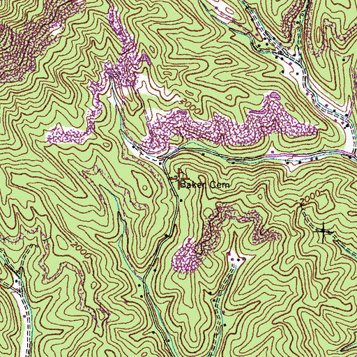Topographic Map of Baker Cemetery, VA