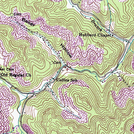 Topographic Map of Baker Hollow, VA