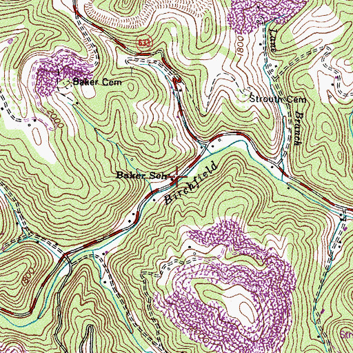Topographic Map of Baker School, VA