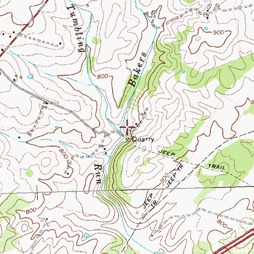 Topographic Map of Bakers Run, VA