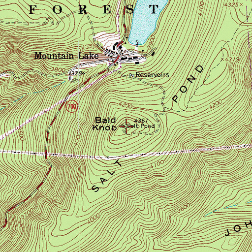 Topographic Map of Bald Knob, VA