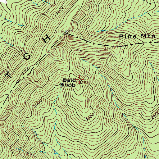 Topographic Map of Bald Knob, VA