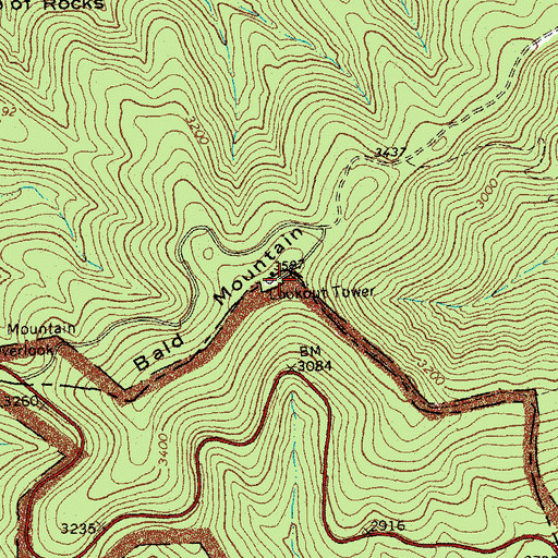Topographic Map of Bald Mountain, VA