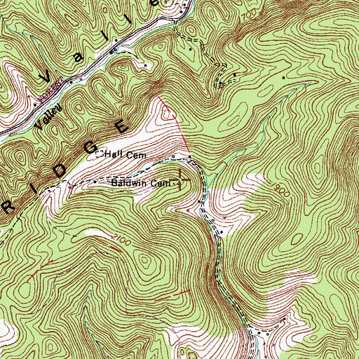 Topographic Map of Baldwin Cemetery, VA