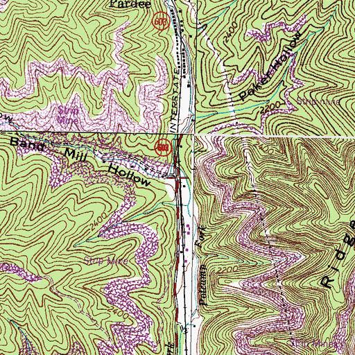 Topographic Map of Band Mill Hollow, VA