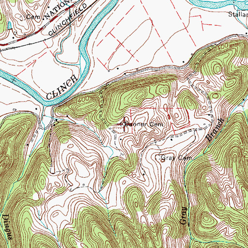 Topographic Map of Banner Cemetery, VA