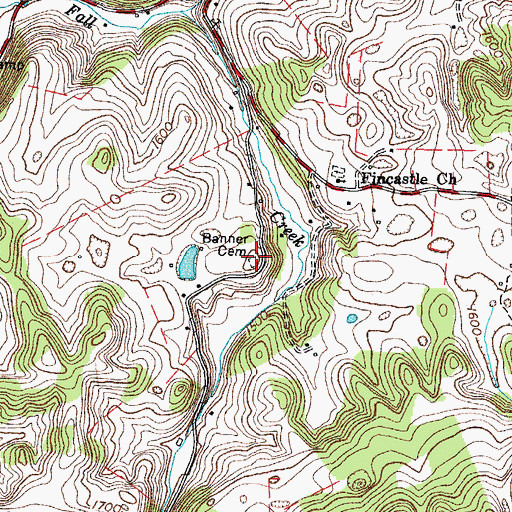 Topographic Map of Banner - Finch Cemetery, VA