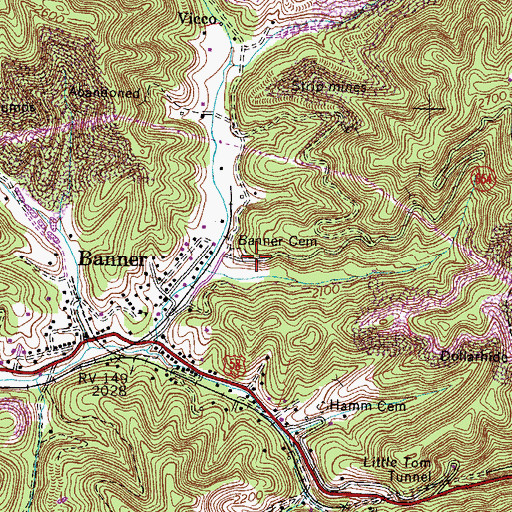 Topographic Map of Banner Cemetery, VA