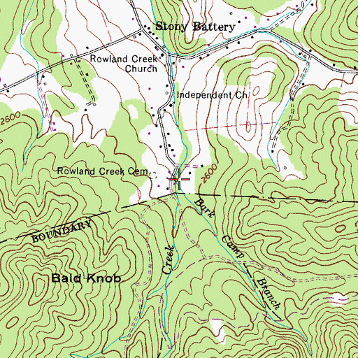 Topographic Map of Bark Camp Branch, VA