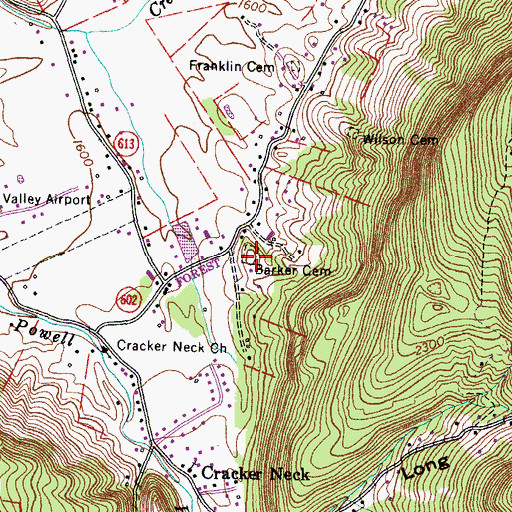 Topographic Map of Barker Cemetery, VA
