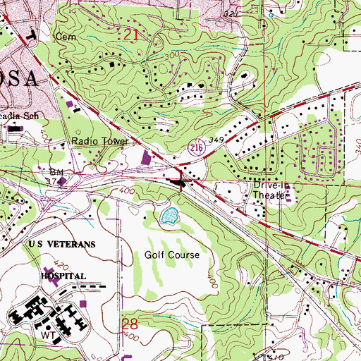 Topographic Map of Five Points East Shopping Center, AL
