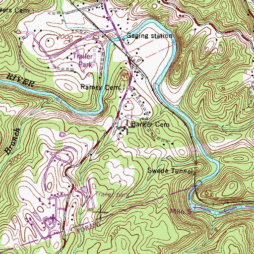 Topographic Map of Barker Cemetery, VA